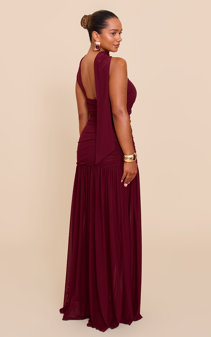 SHAPE PLUM Ruched Scarf Dropped Waist Maxi Dress image 2