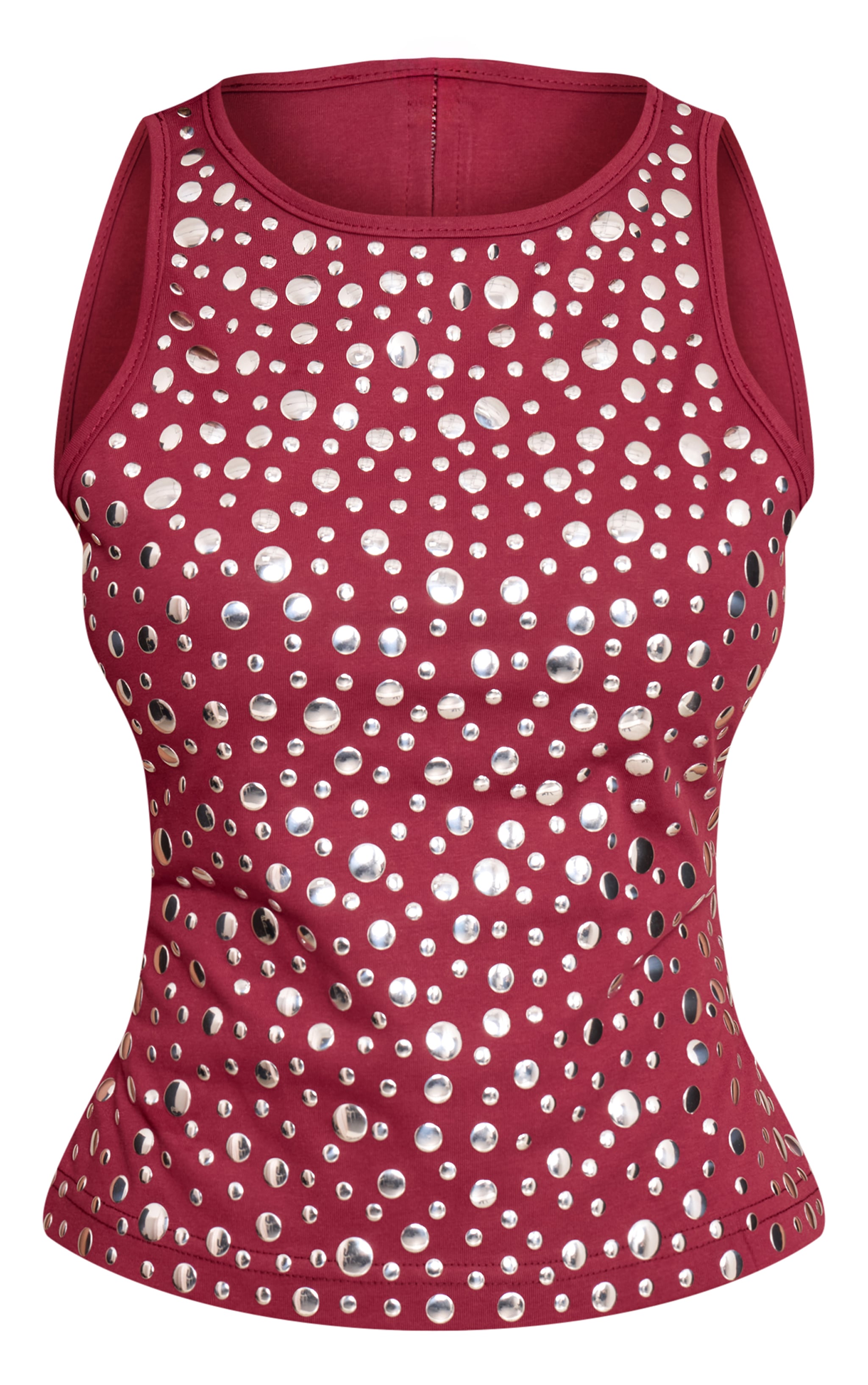 Petite Burgundy Stud Detail Vest Top image 5