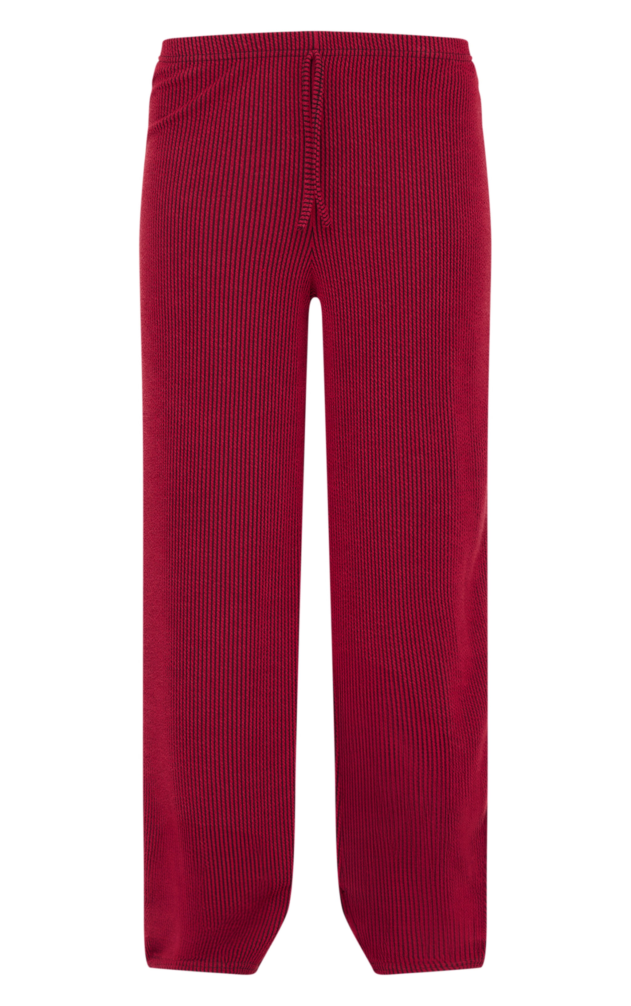 Burgundy Two Tone Crinkle Rib Slouchy Fit Pants image 5