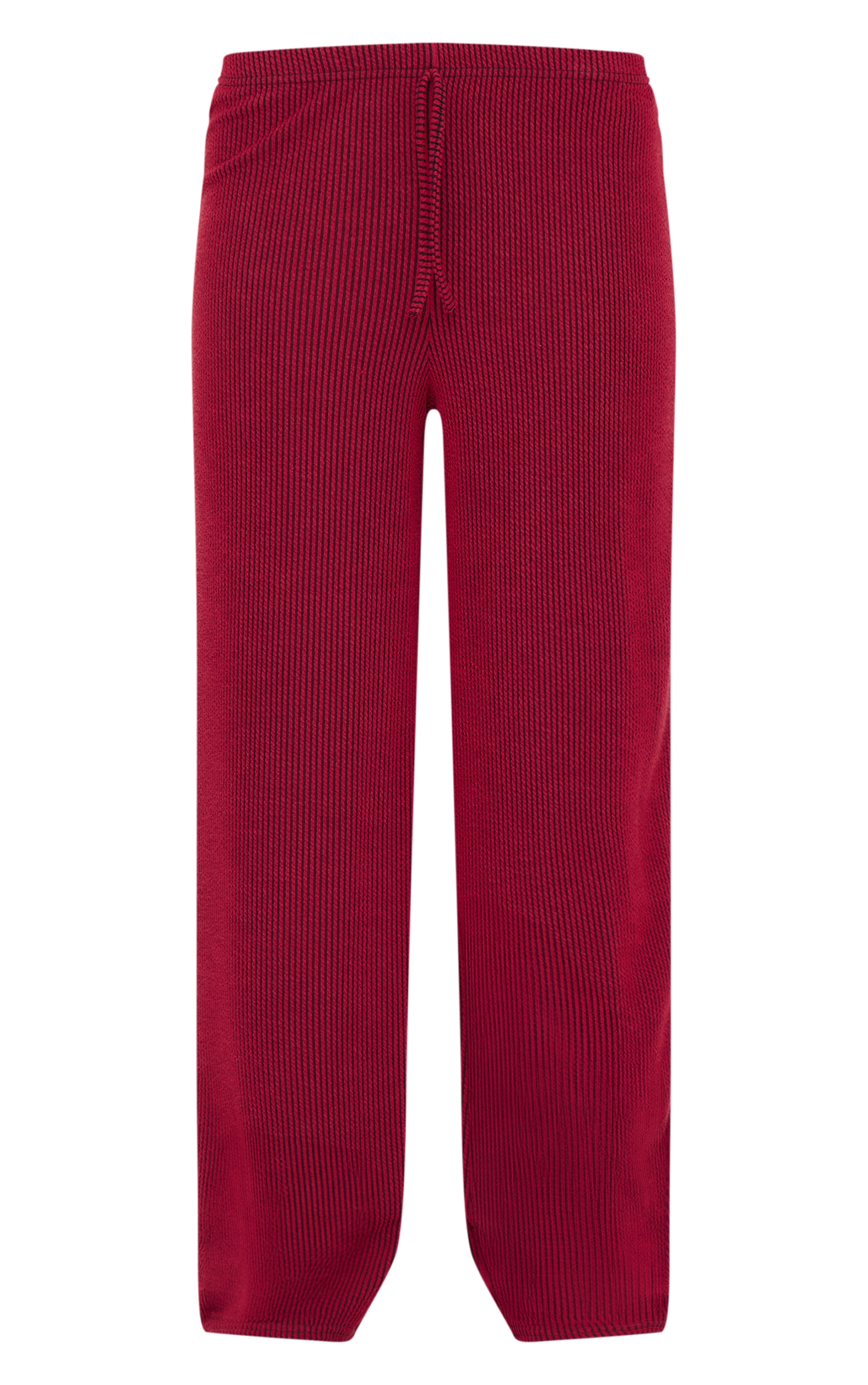 Burgundy Two Tone Crinkle Rib Slouchy Fit Trousers image 5