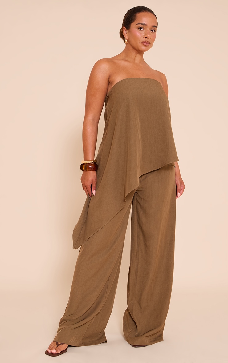 Shape Pantalon de tailleur large café au lait à taille haute image 1