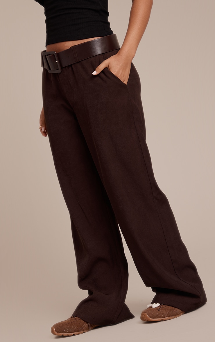 Petite Chocolate Belted Wide leg Pants image 2