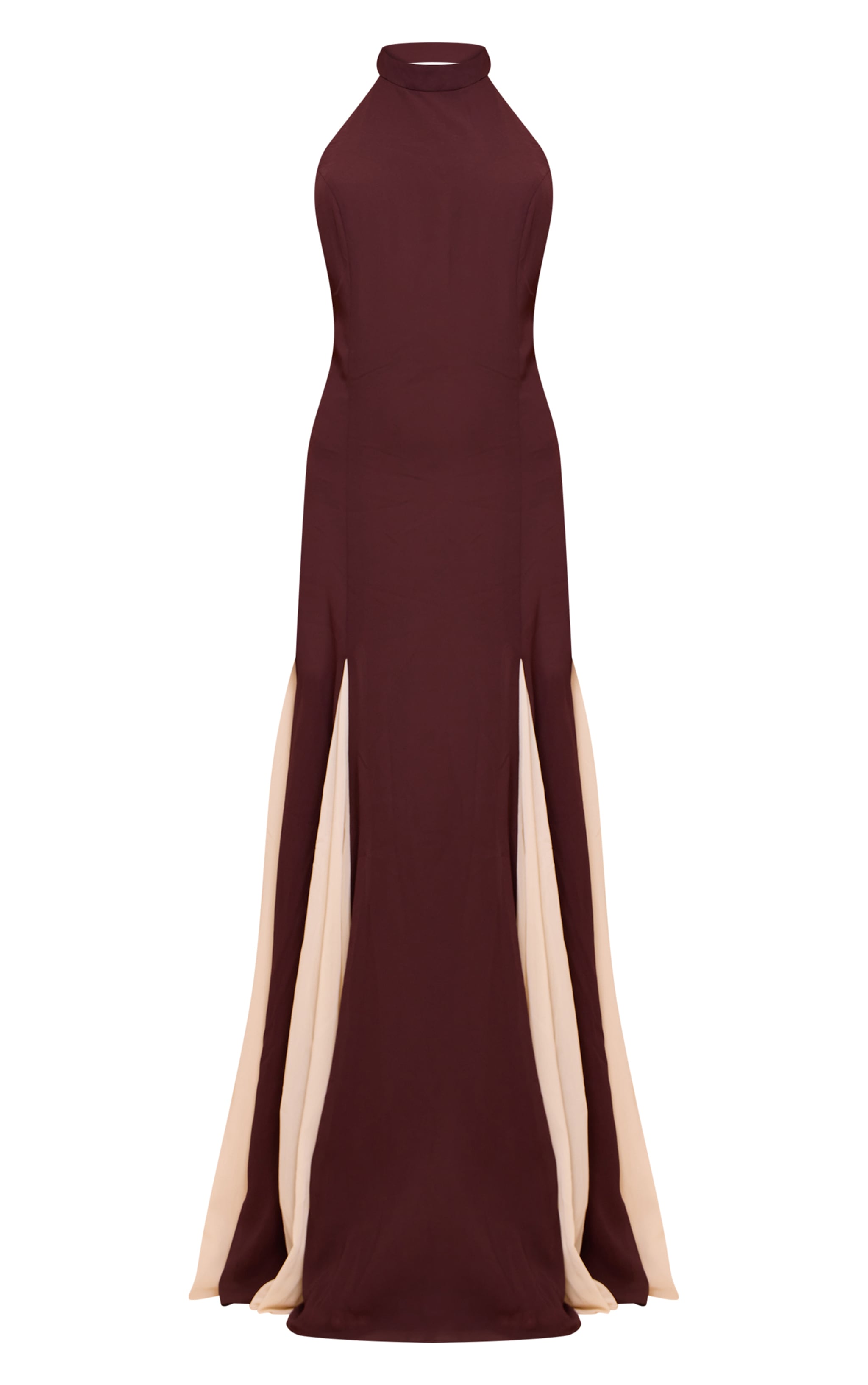 Petite Robe marron à dos nu et fentes contrastantes image 5