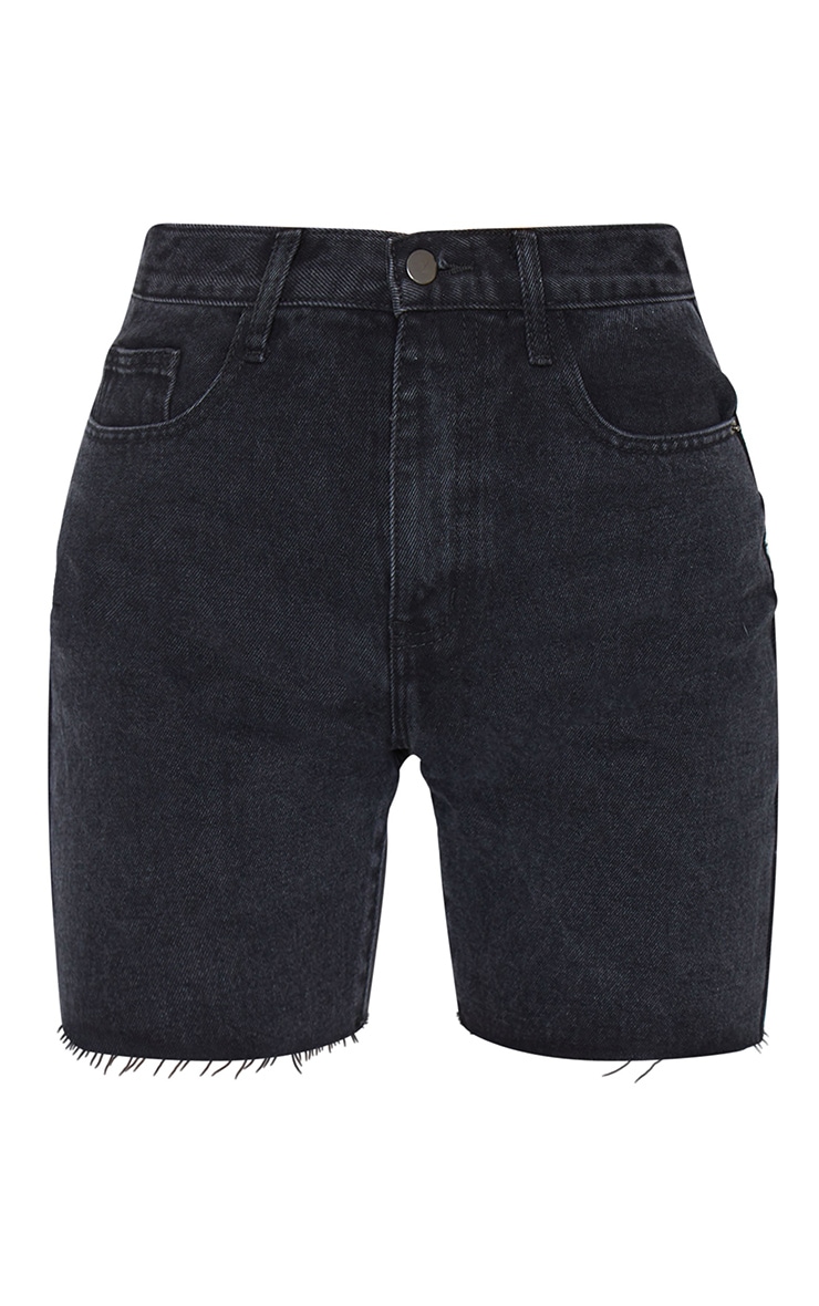 Plt Washed Black Longline Fitted Denim Shorts PrettyLittleThing AUS