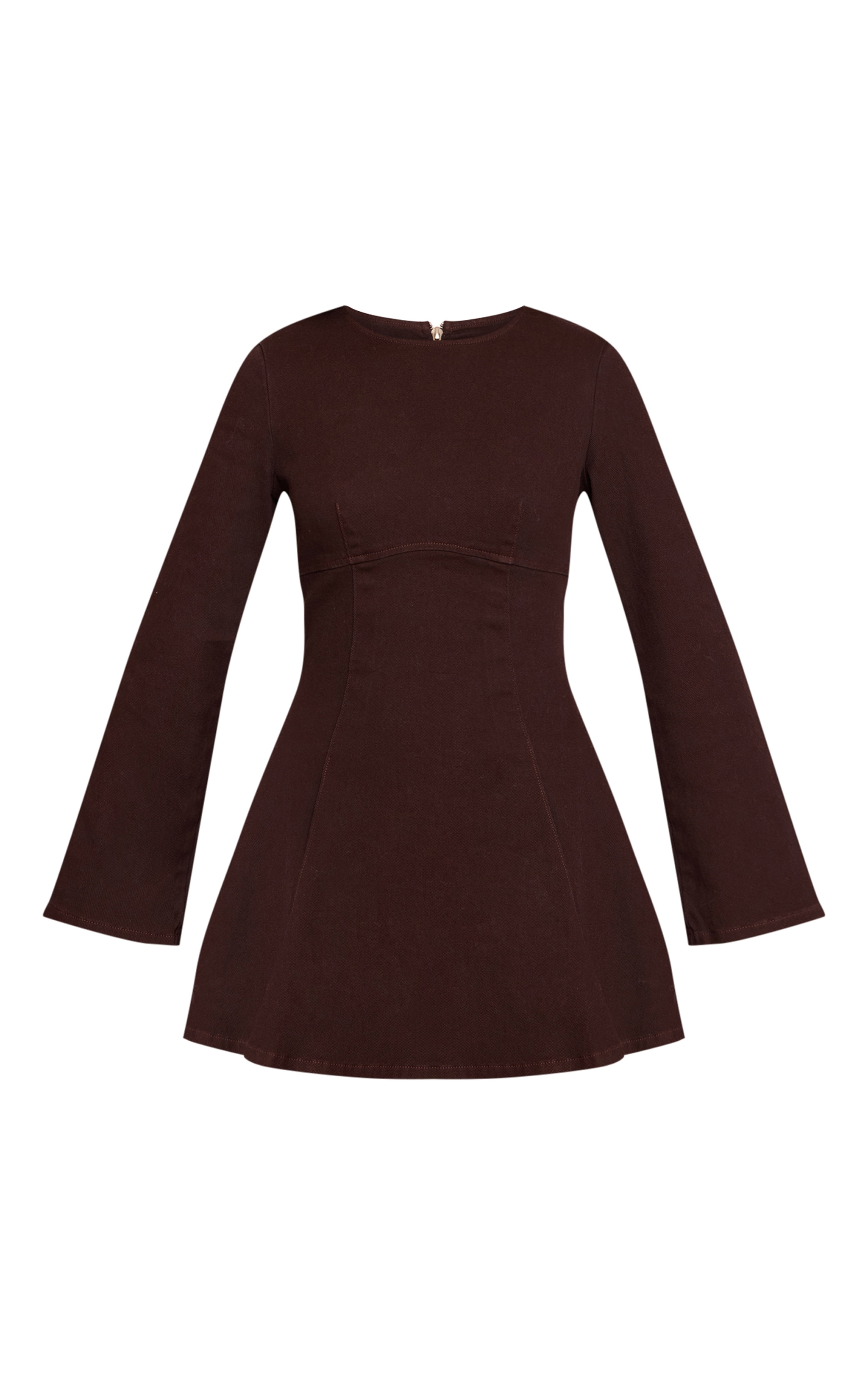Dark Chocolate Long Sleeve Cinch Waist Denim Mini Dress image 5