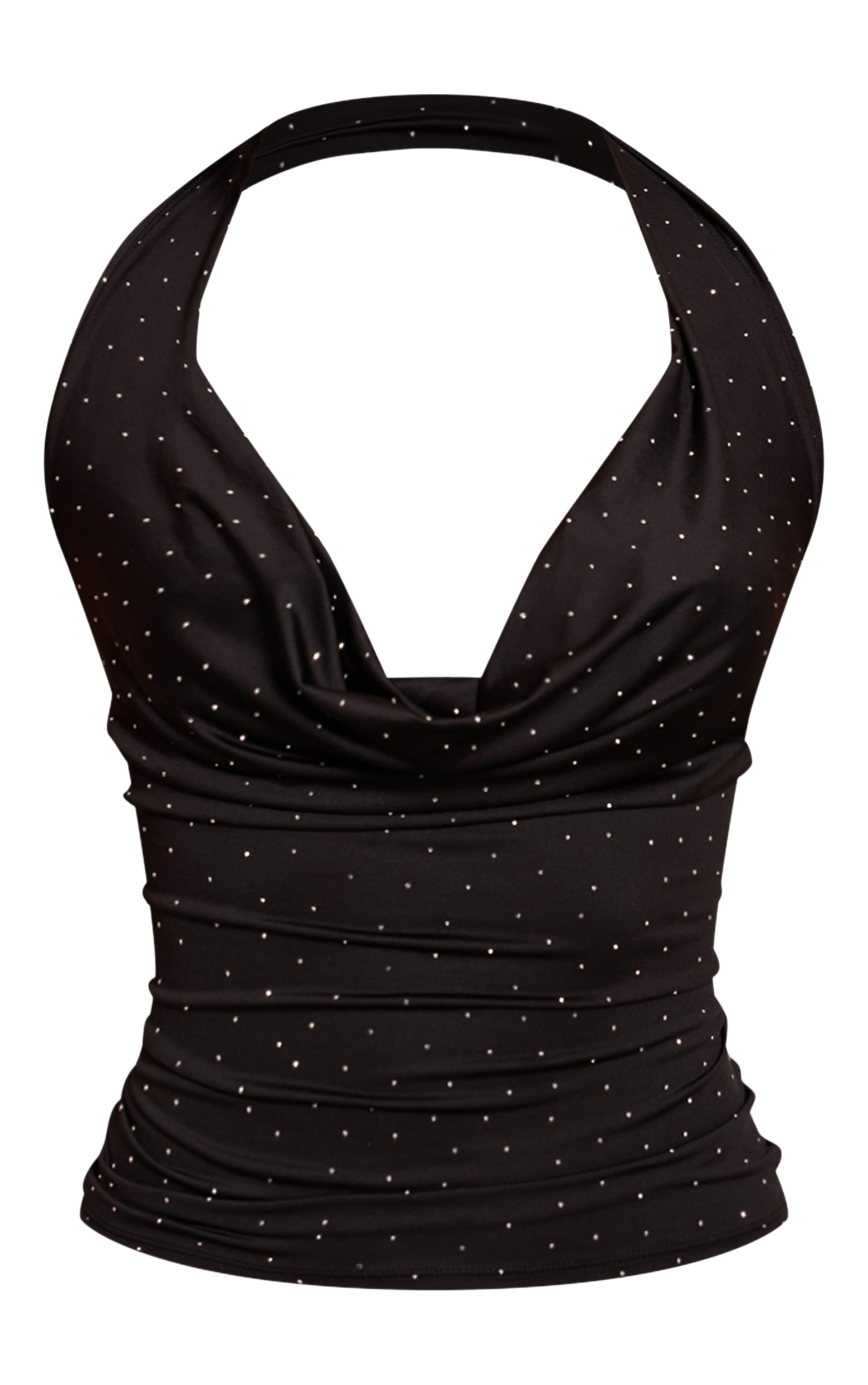 Black Hot Fix Cowl Neck Top  image 5