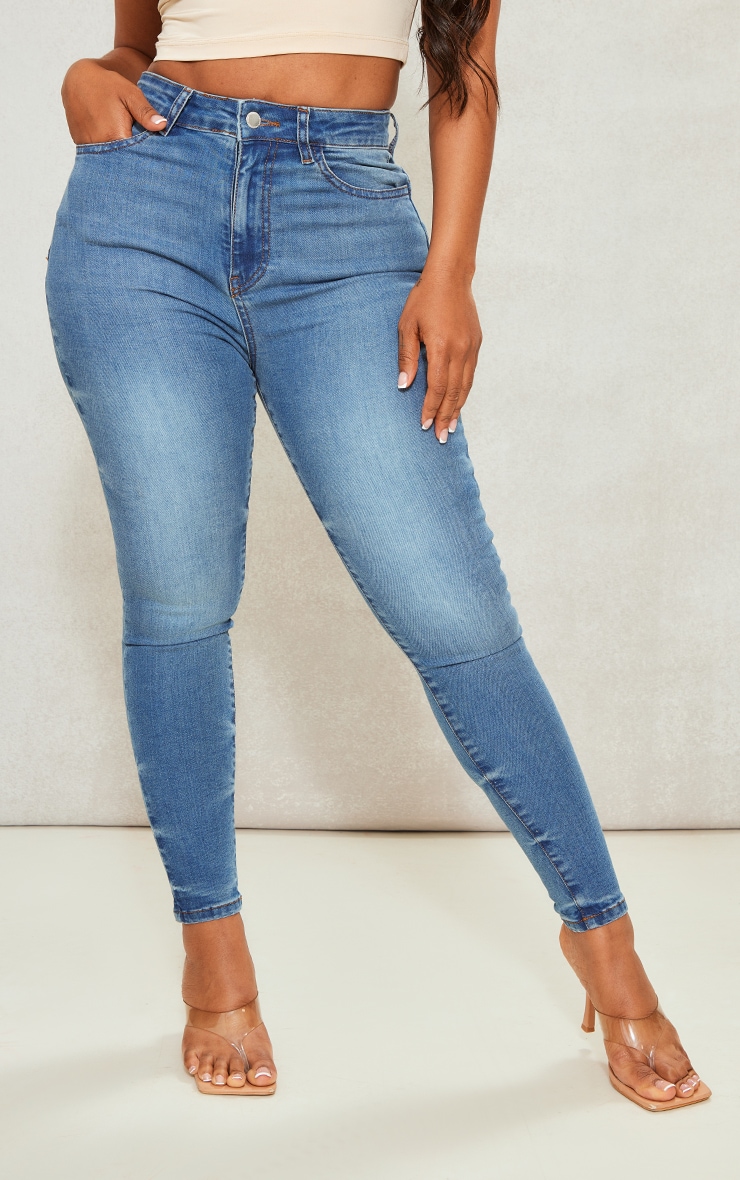  Shape Indigo Vintage Wash Stretch Denim Seam Detail Skinny Jeans image 2