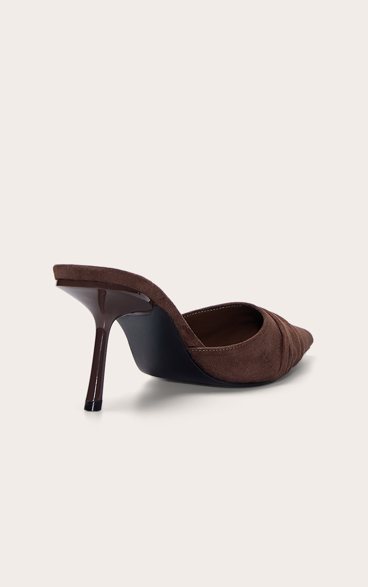 Chocolate Faux Suede Kick Heeled Mule image 4