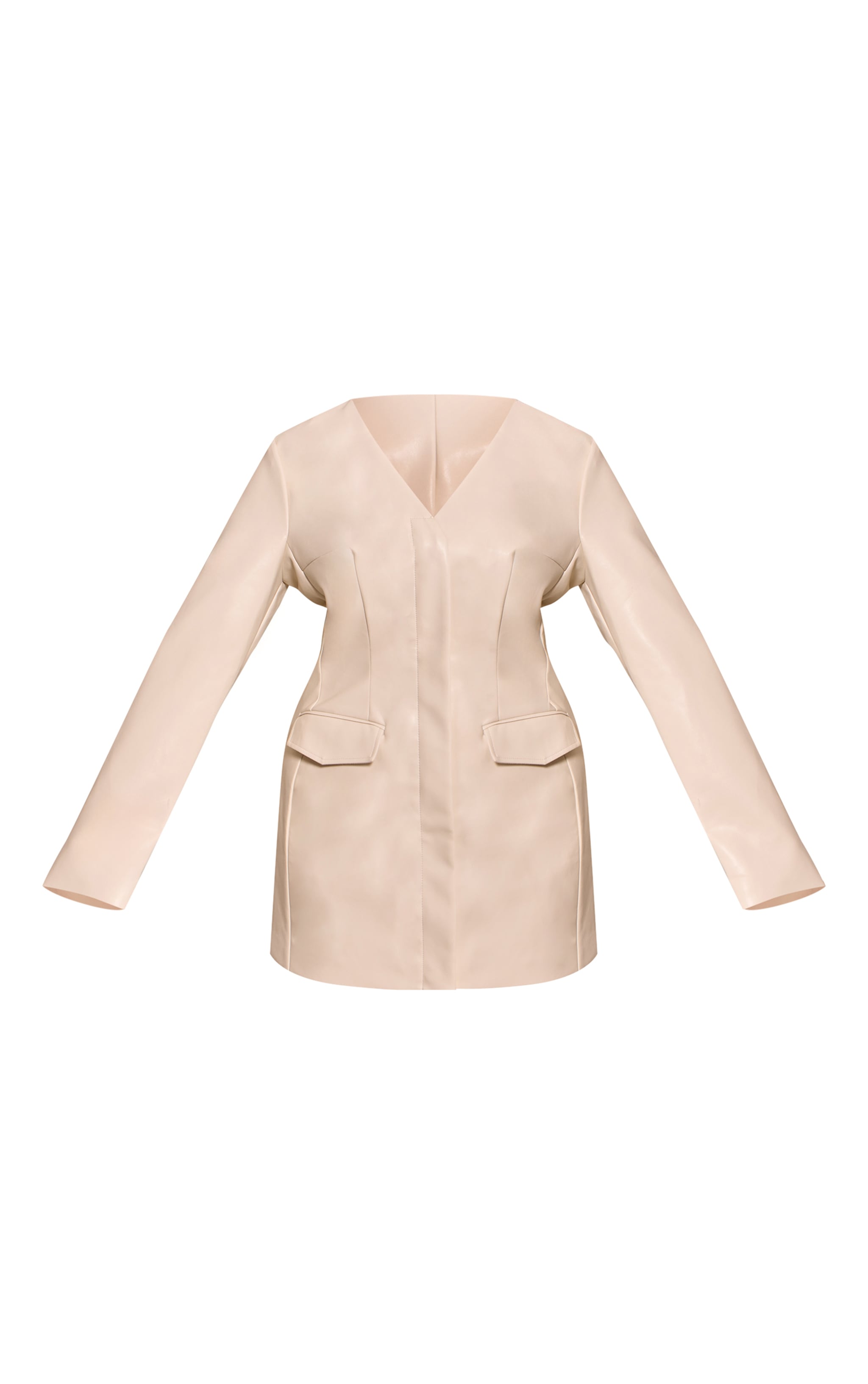 SHAPE CREAM FAUX LEATHER MINI BLAZER DRESS image 5