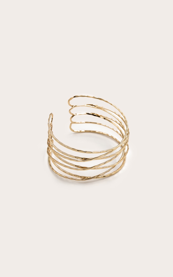 Gold Textured Multi Layered Wrapped Arm Cuff image 2