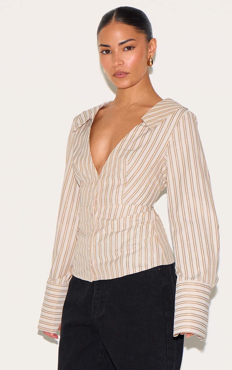 Chemise Petite Taupe à Rayures Fines image 4