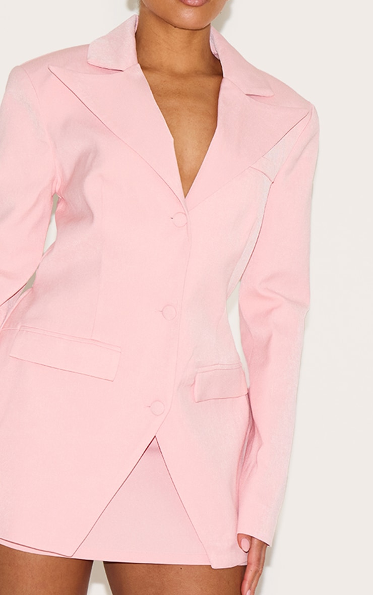 Shape Blush Linen Look Split Hem Cinched Adjustable Waist Blazer image 4