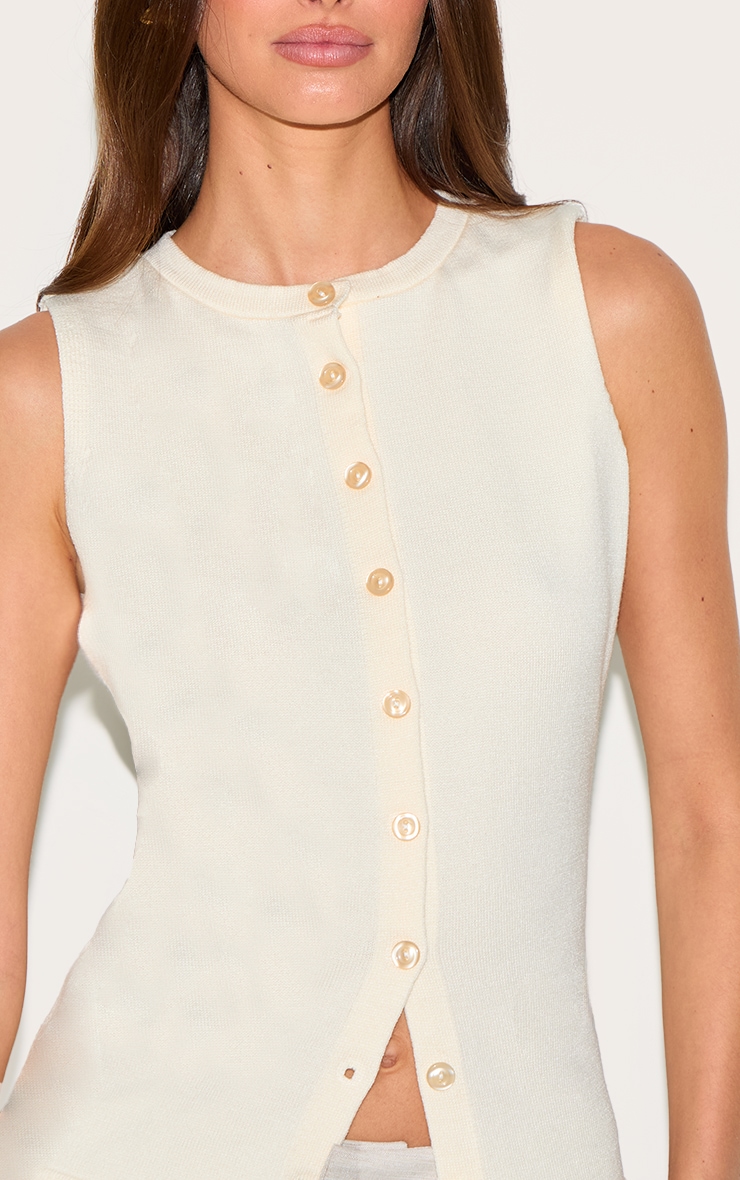 Cream Button Through Sleeveless Top image 4