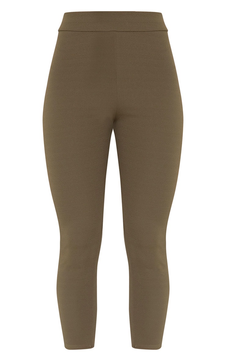 Evalyn Khaki Cropped Trousers Trousers PrettyLittleThing