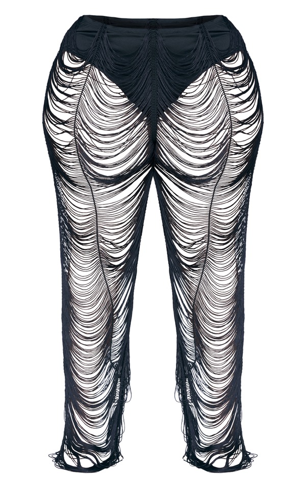 Plus Black Tassel Distressed Pants PrettyLittleThing USA