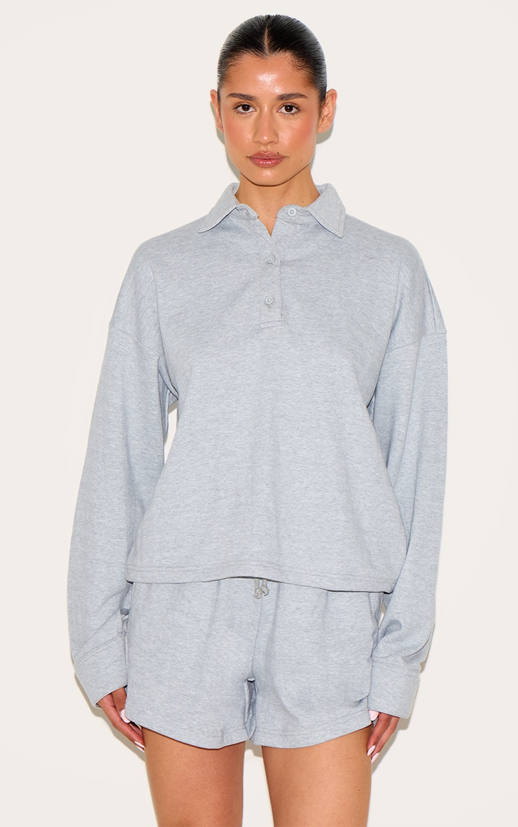 Tall Grey Marl Loopback Mini Sweat Shorts image 2