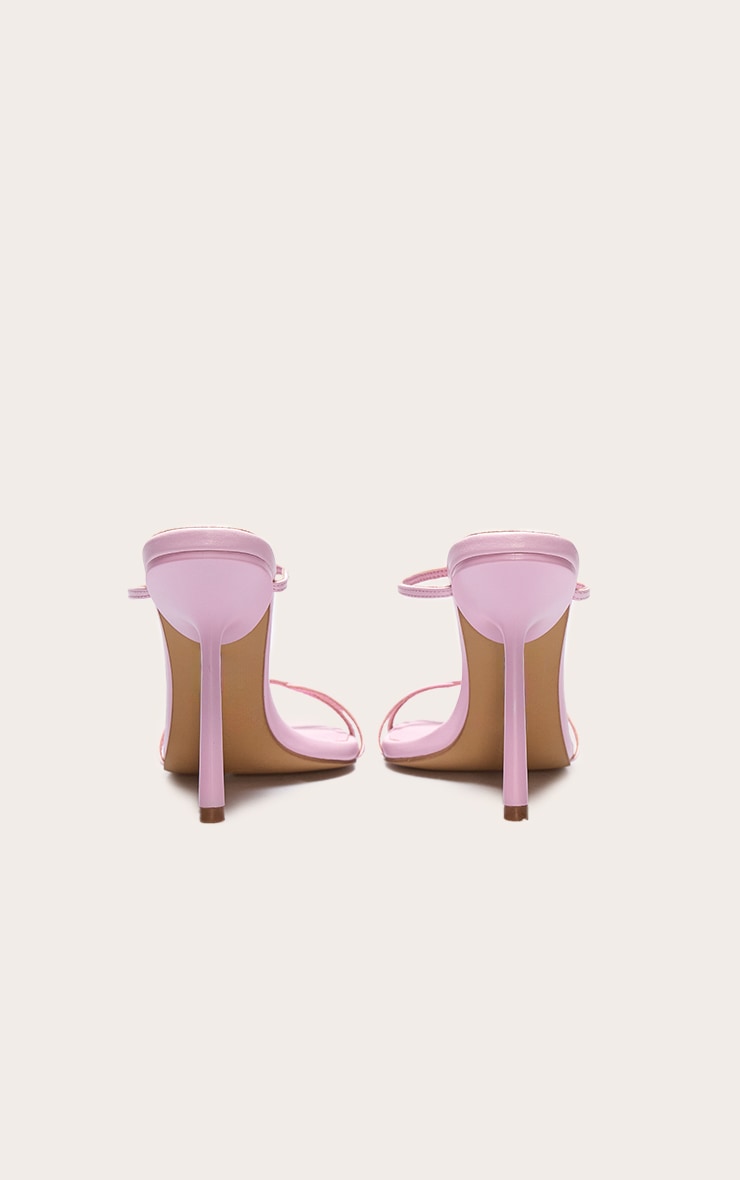 Mules rondes satinées rose tendre à talon aiguille haut et brides image 3