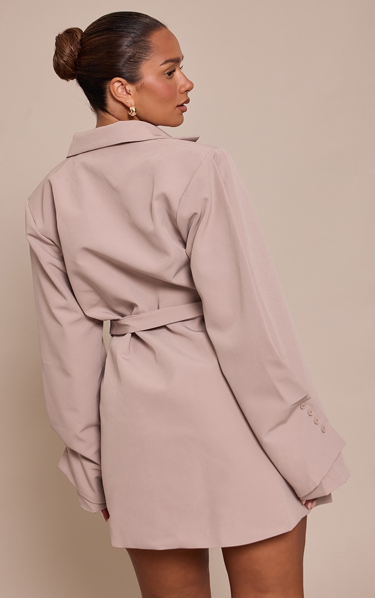 Shape Chocolate Tailored Pleated Sleeve Adjustable Waist Blazer Dress image 2