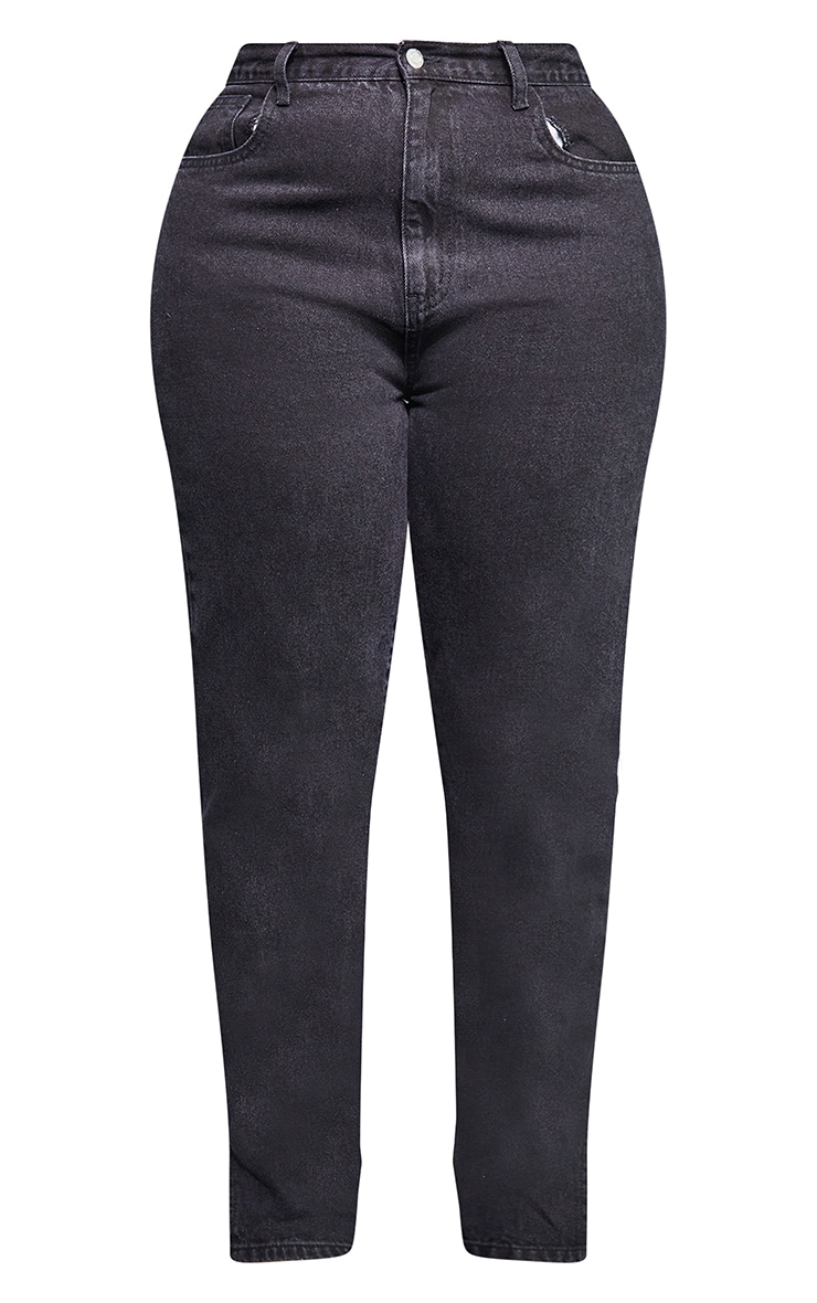 Plus Black Slim Split Hem Jeans image 5