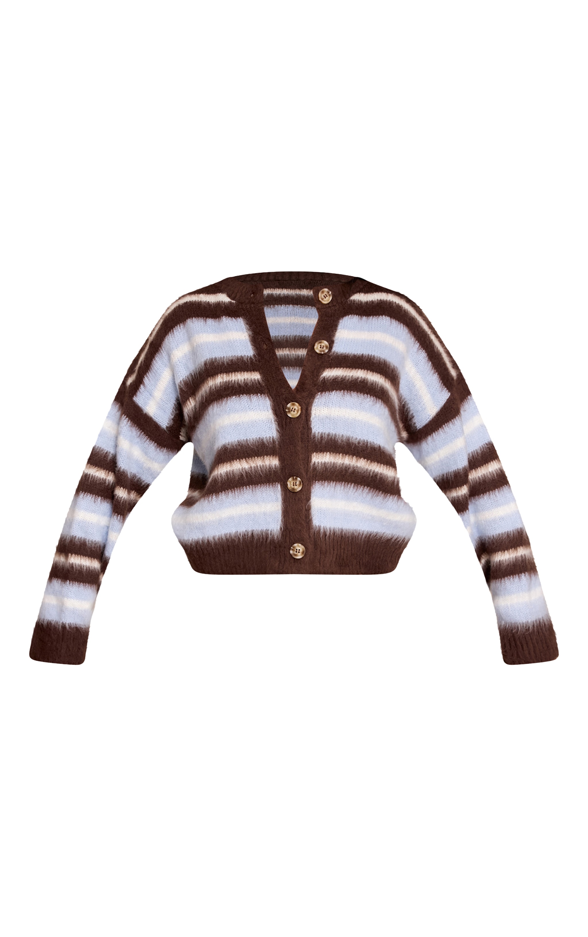 Petite Chocolate Stripe Brushed Knit Cardigan image 5