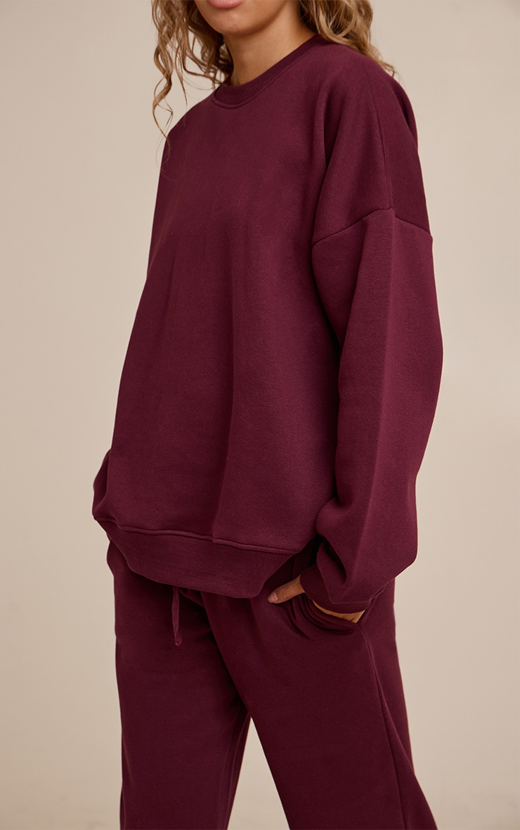 Wine Oversized Sweat Tracksuit Set image 4