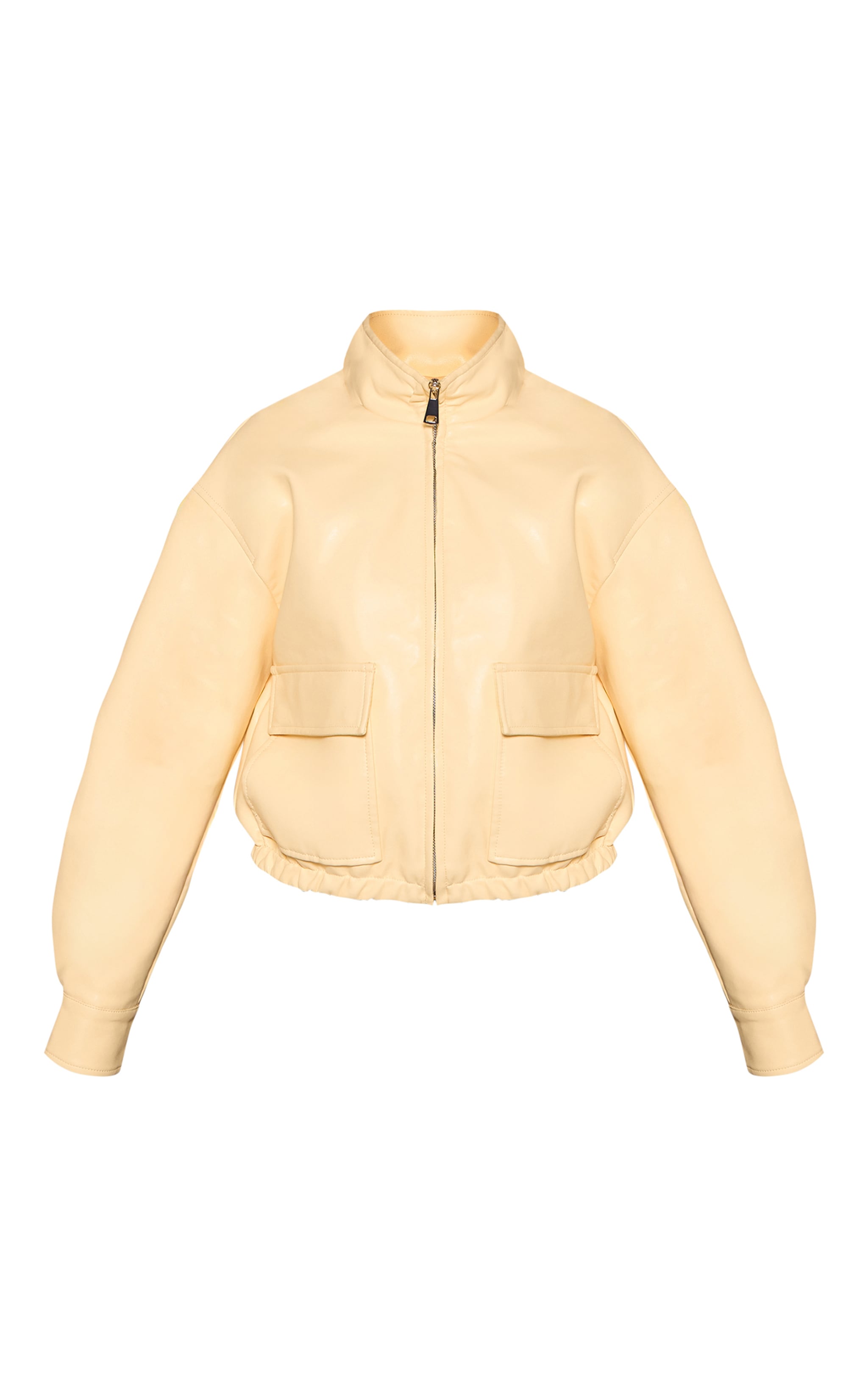Petite Butter Yellow Faux Leather Bomber Jacket  image 5