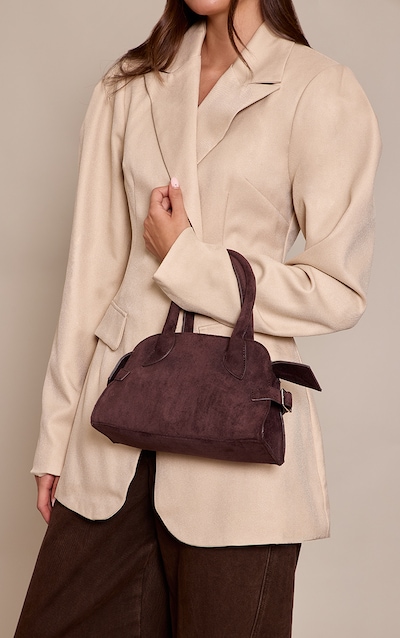 Chocolate Faux Suede Mini Handbag