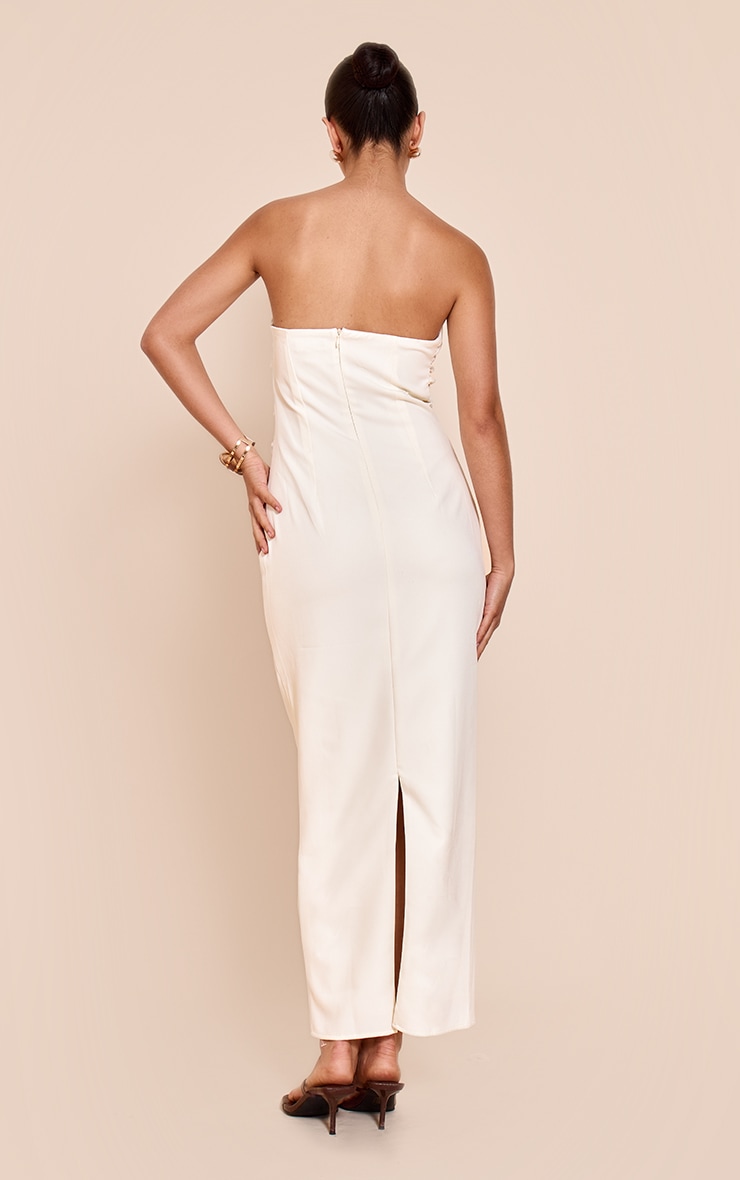 White Woven Tailored Bandeau Ruched Midaxi Dress image 2