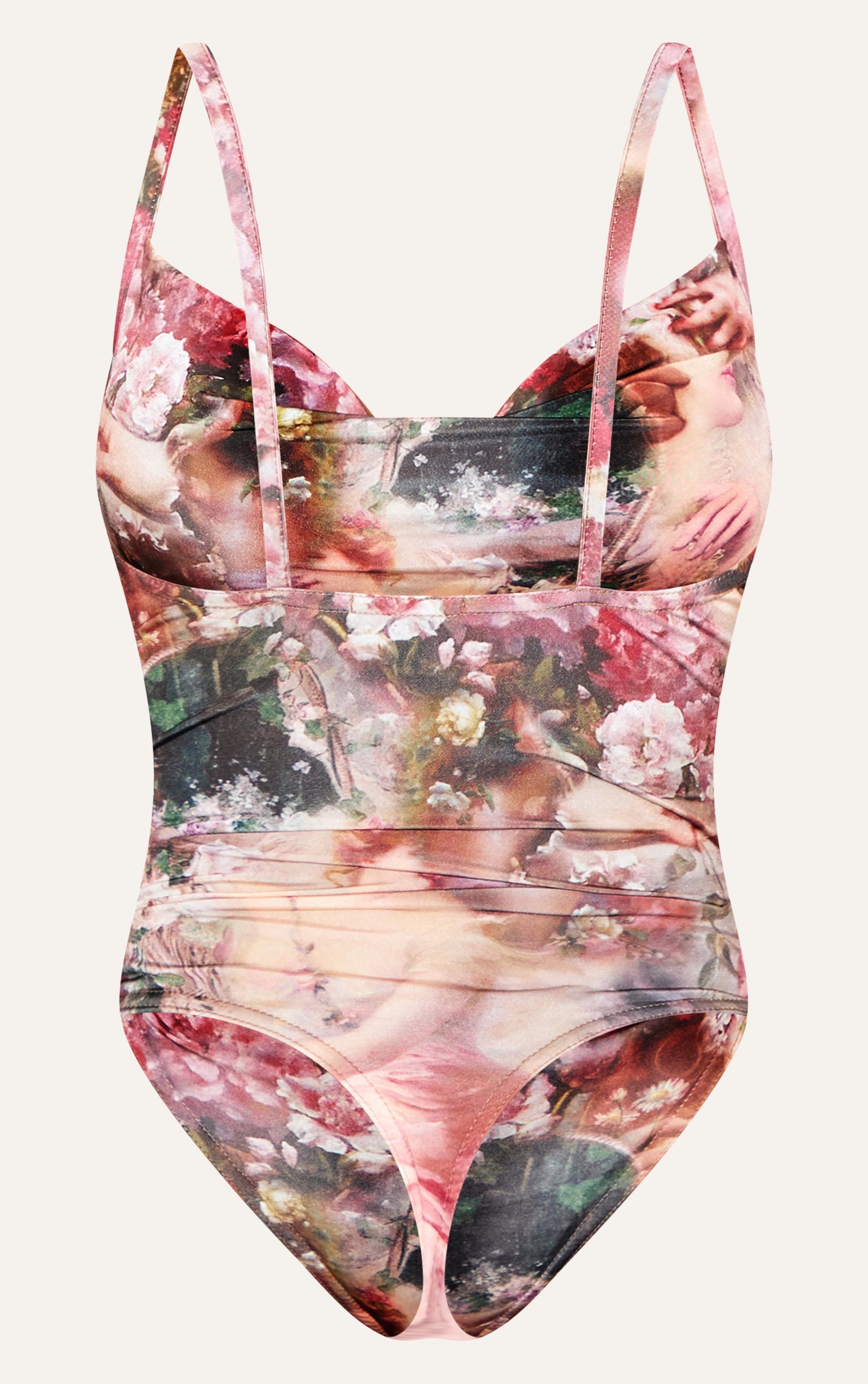 Shape Rose Femme Renaissance Print Slinky Cowl Neck Bodysuit image 6
