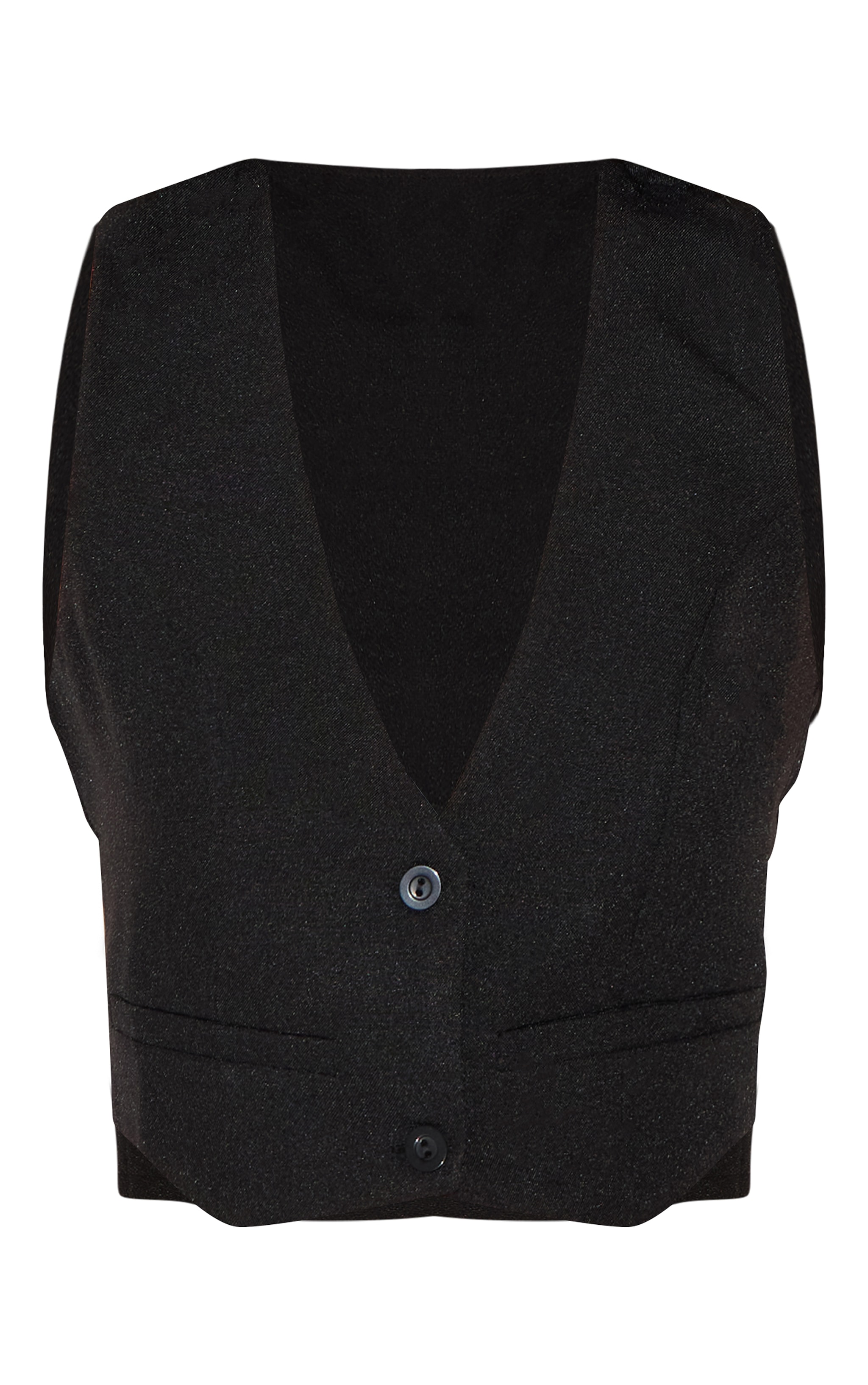 Black Tailored Cropped Seam Detail Vest image 5
