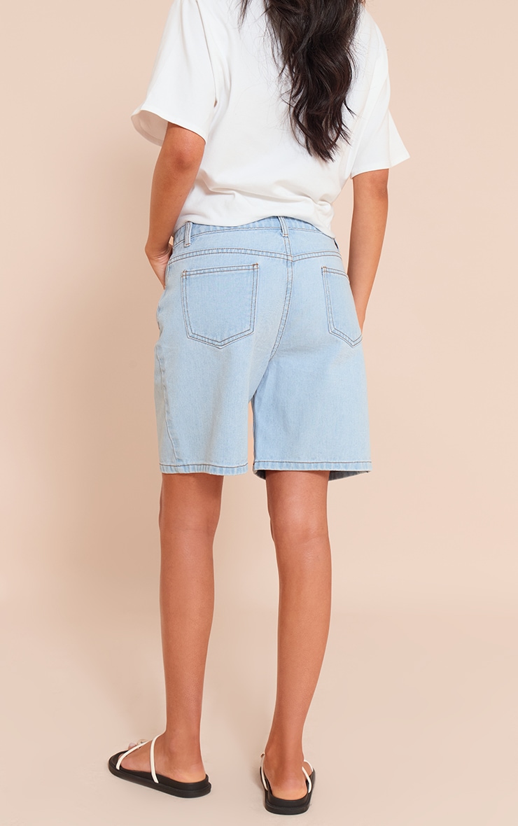 Tall Light Blue Mid Rise Relaxed Boyfriend Shorts image 3
