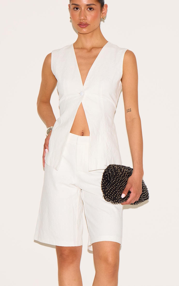 Tall White Premium Linen Look Tailored Jorts image 5