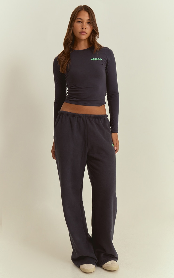 Navy Plt Studio Puff Print Cotton Long Sleeve Crop Top  image 3