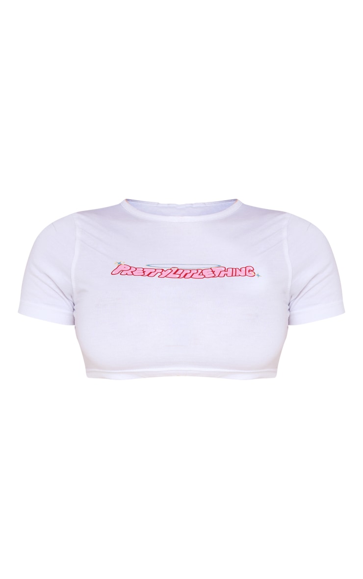 PRETTYLITTLETHING Shape T-shirt très court blanc à imprimé graphique image 5