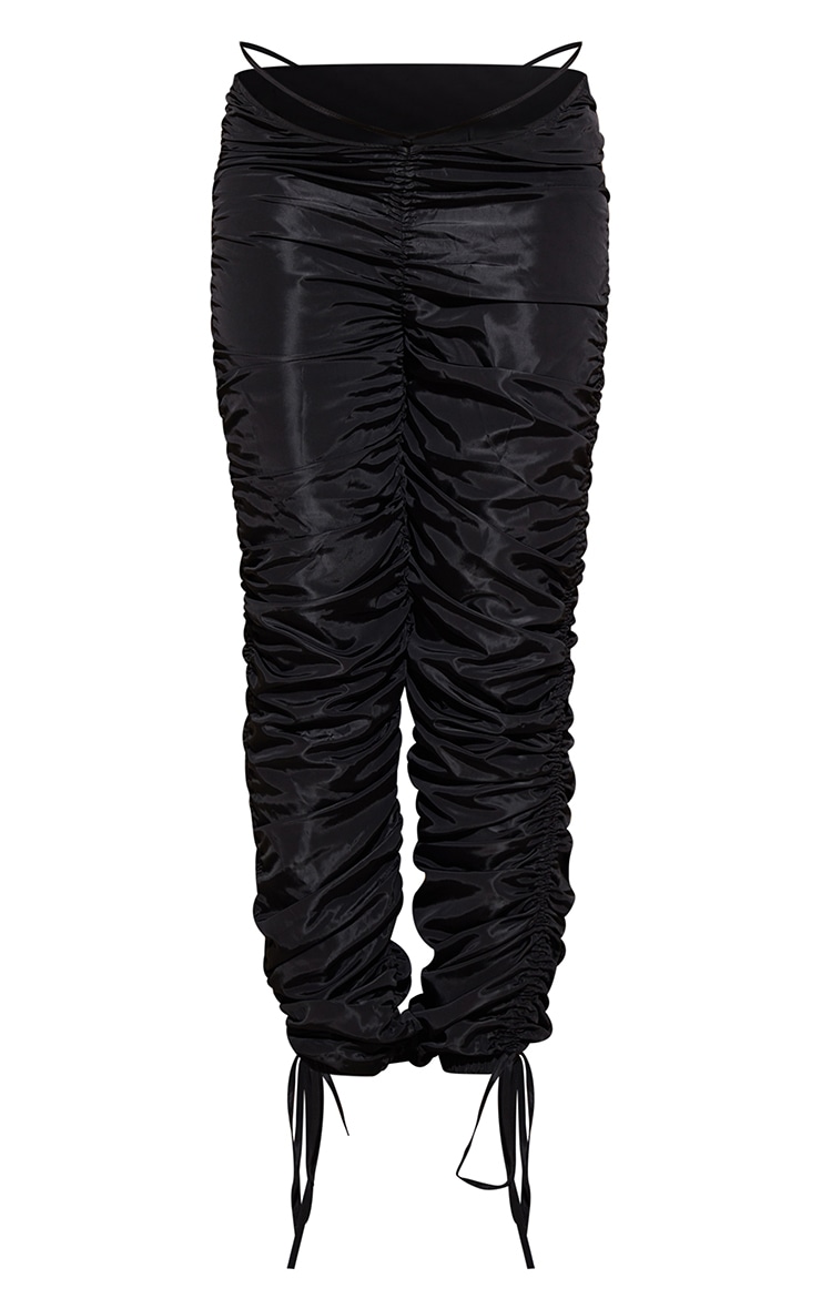 Maternity Black Ruched Tie Ankle Skinny Cargo Trousers image 5