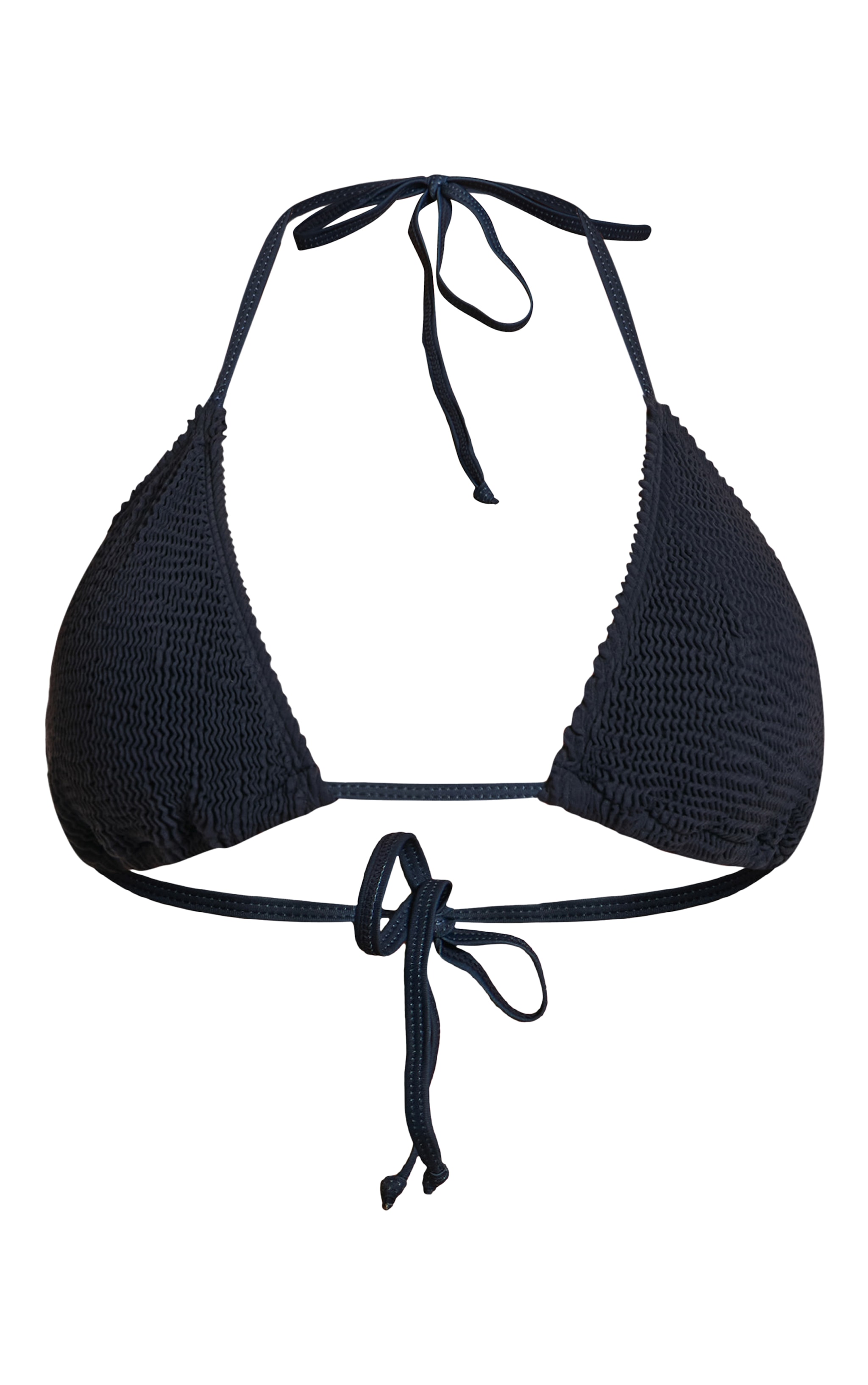 Navy Crinkle Triangle Bikini Top image 5