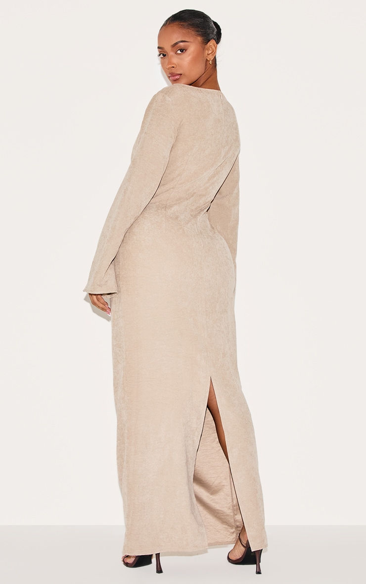 Shape Stone Peach Skin Boat Neck Flare Sleeve Fishtail Maxi Dress image 2
