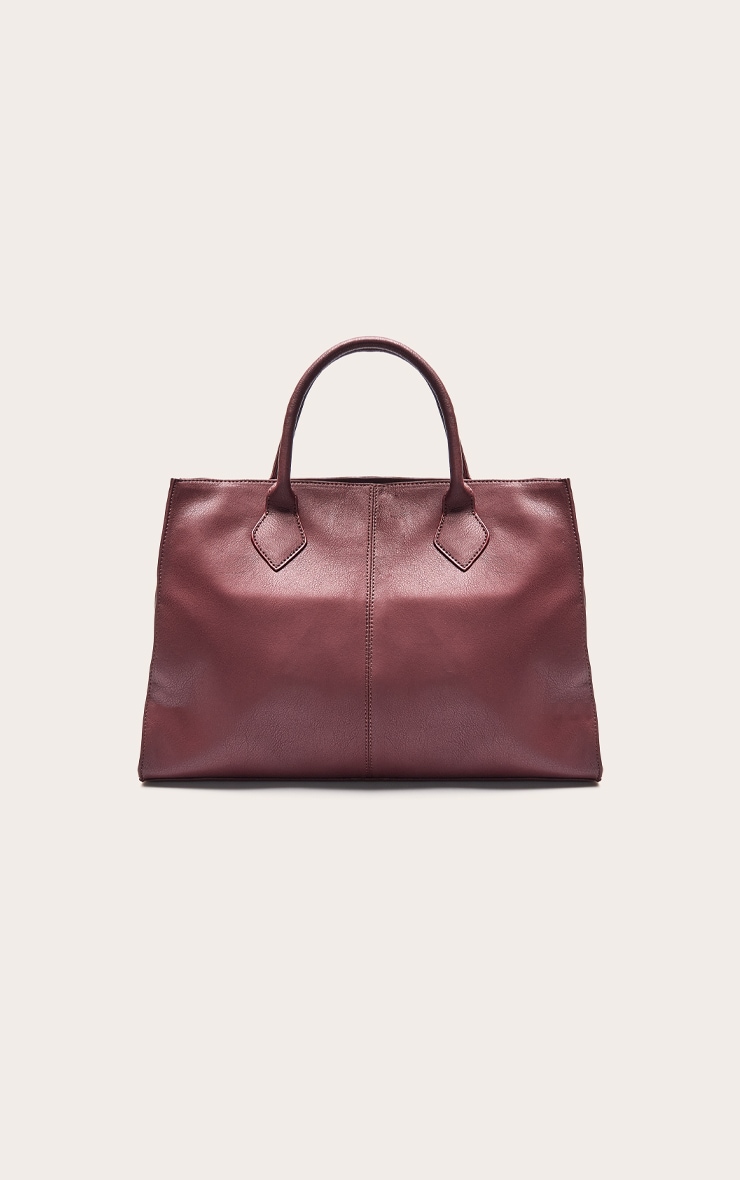 Burgundy Faux Leather Oversized Handbag image 2