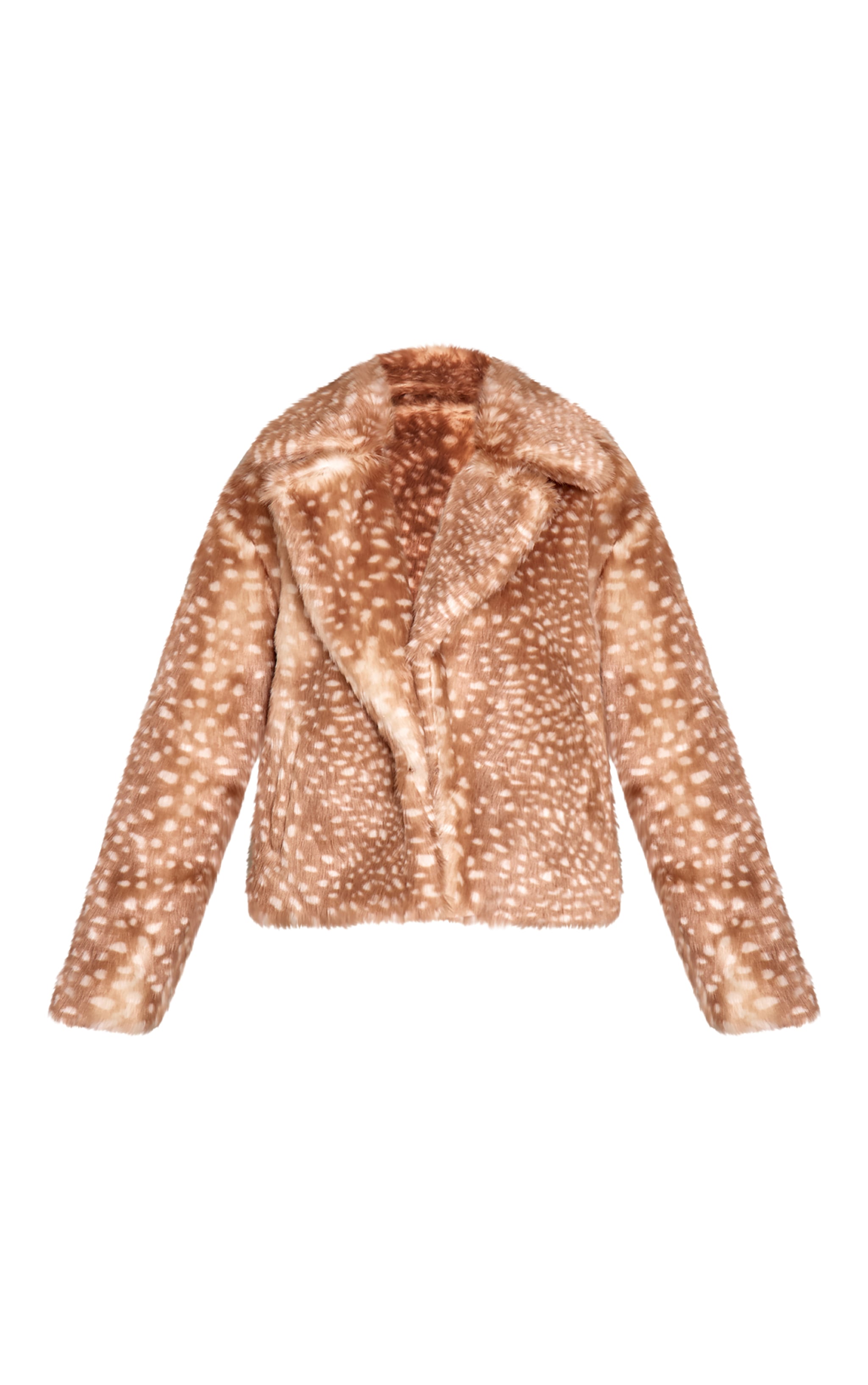 Manteau court en fausse fourre marron imprimé cerf image 5