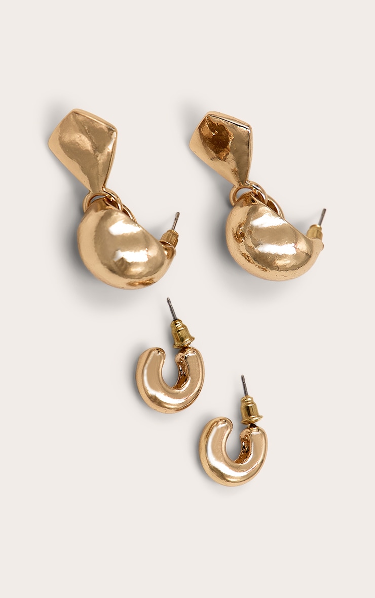 Gold Mini Droplet Multipack Hoop Earrings image 3