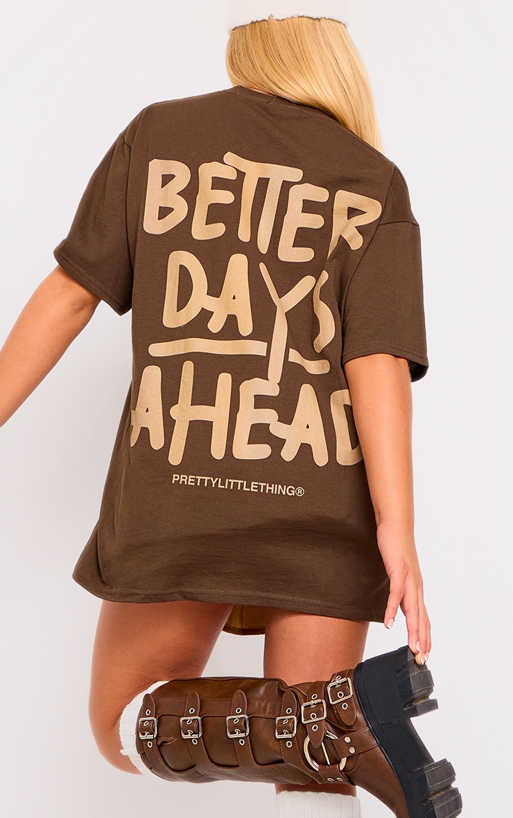 Mocha Washed Better Days Ahead Oversized T Shirt image 4