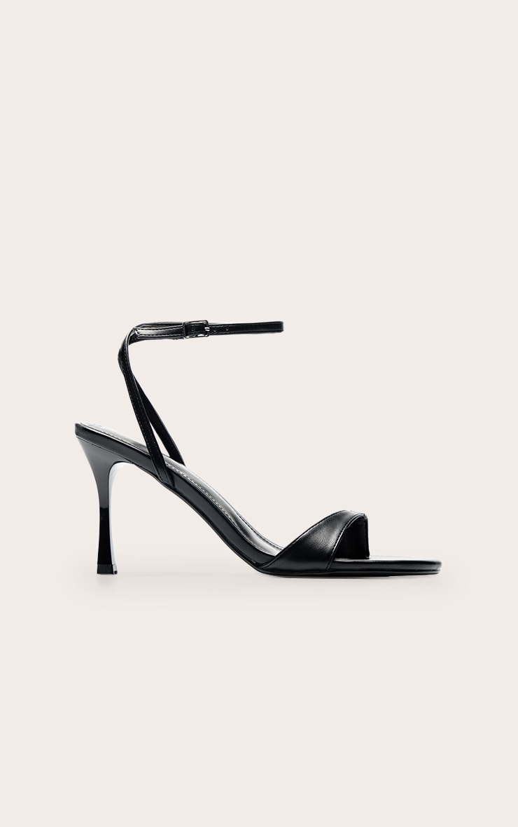 Black PU Toe Post Heeled Sandal image 2