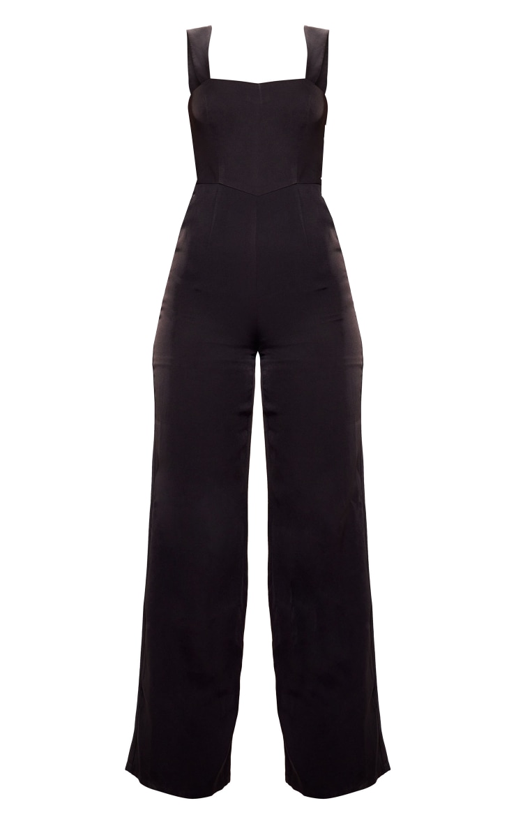 Black Woven Cut Out Bow Detail Jumpsuit image 5