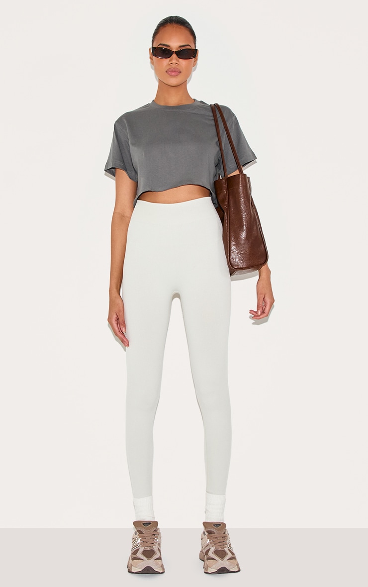Cotton Charcoal Oversized Crop T-Shirt image 3
