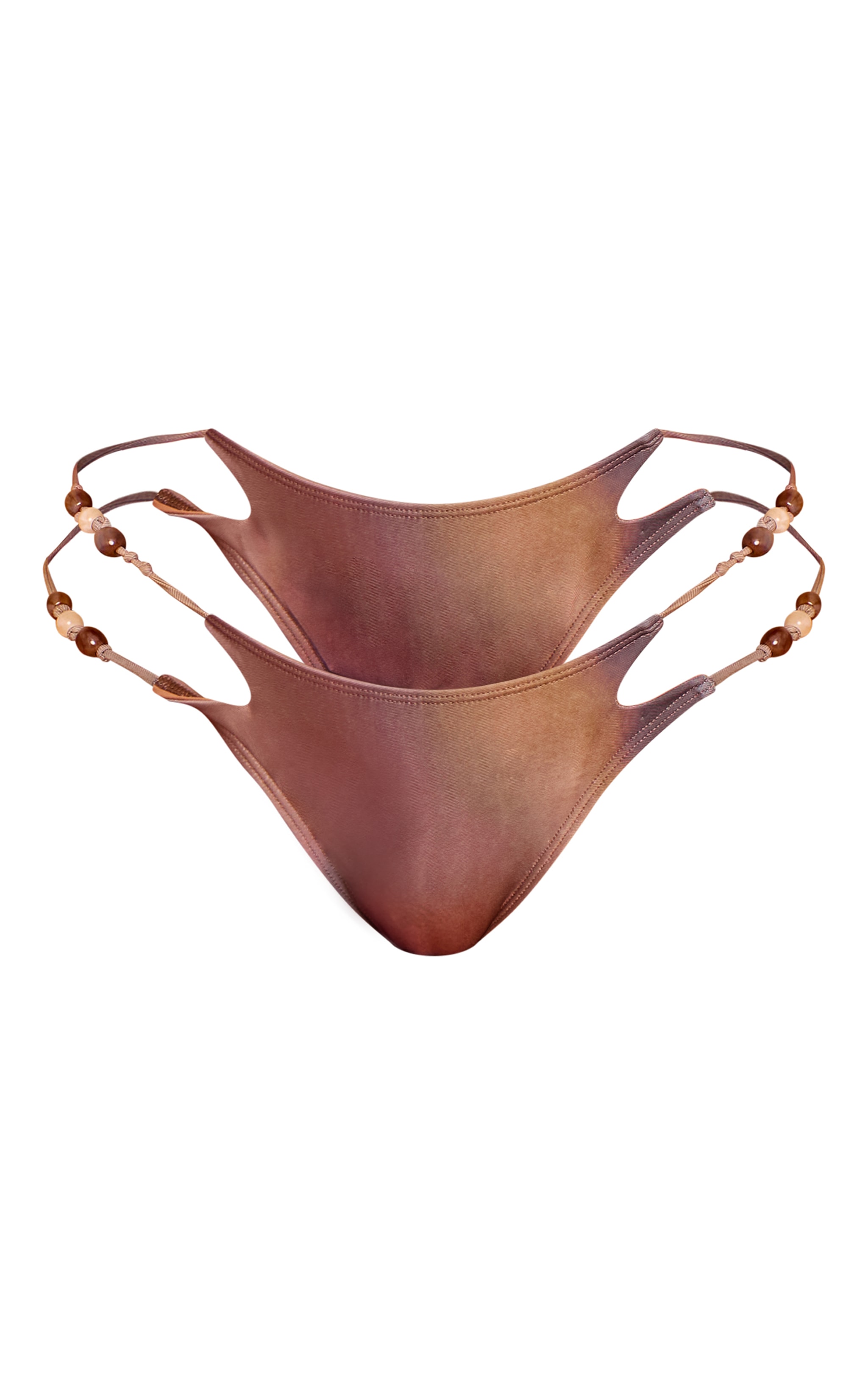 Multi Blurred Print Bead Trim Tanga Bikini Bottoms image 5