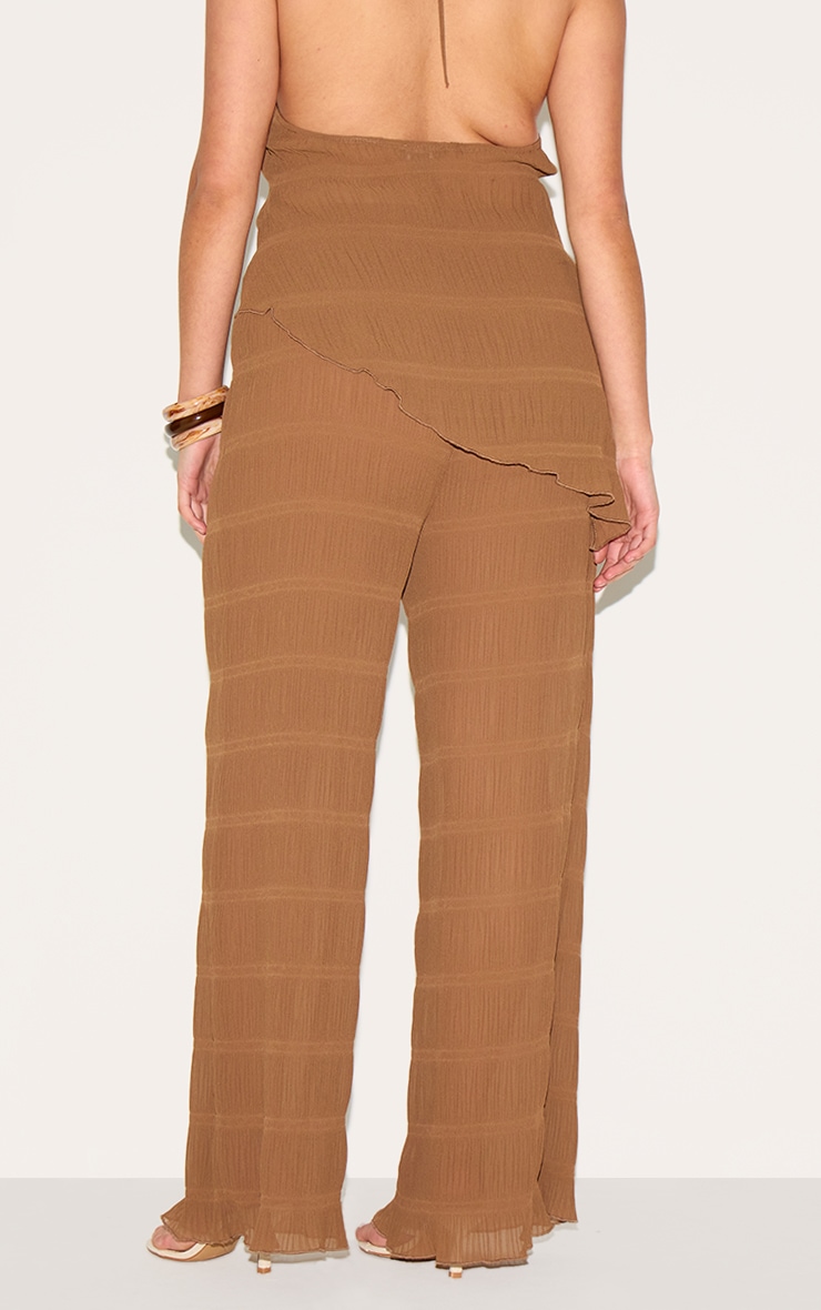 Plus Pantalon droit texturé chocolat transparent à taille mi-haute image 3