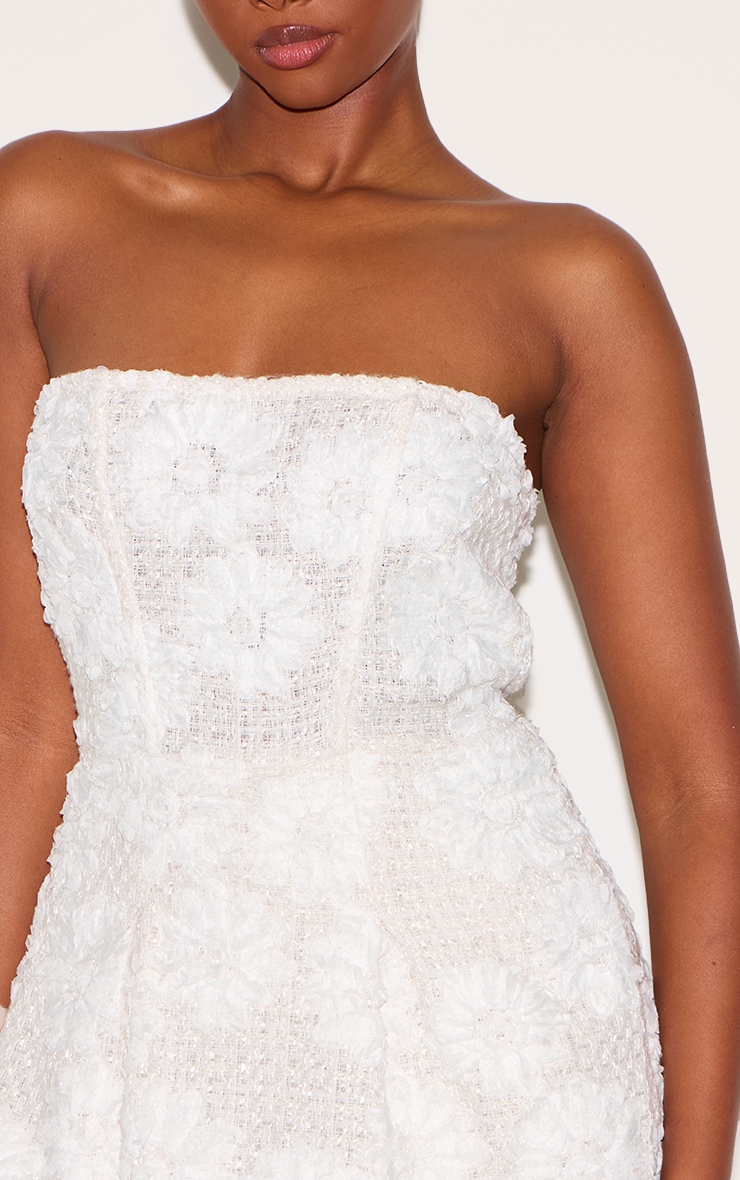 White Embellished Tweed Bandeau Skort Playsuit image 4