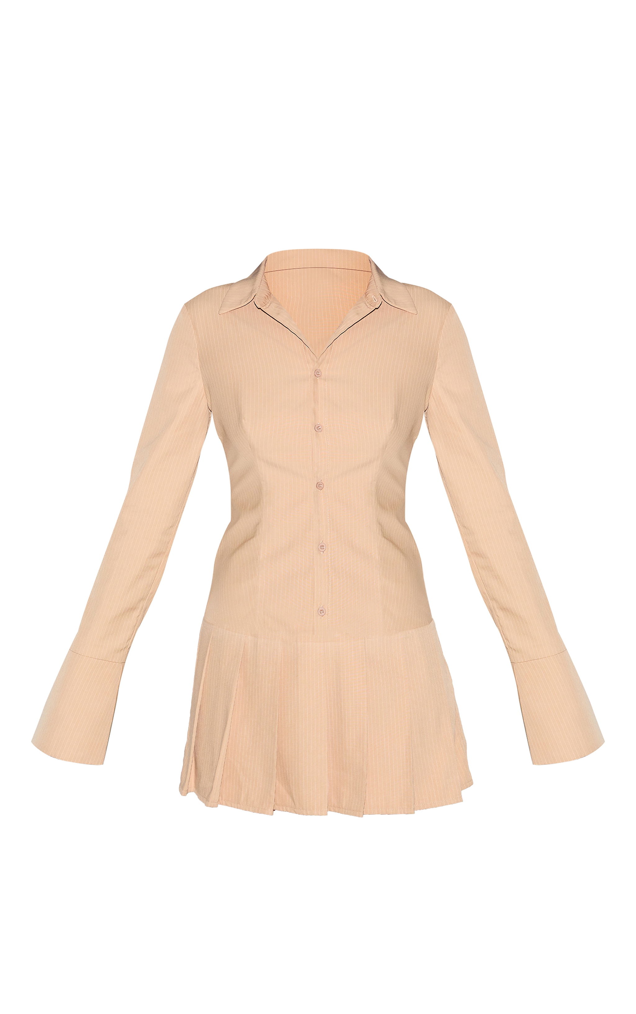 Tall Almond Stripe Shirt Pleated Mini Dress image 5