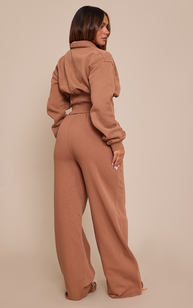 Shape Chocolate Washed Tie Waist Straight Leg Sweatpants