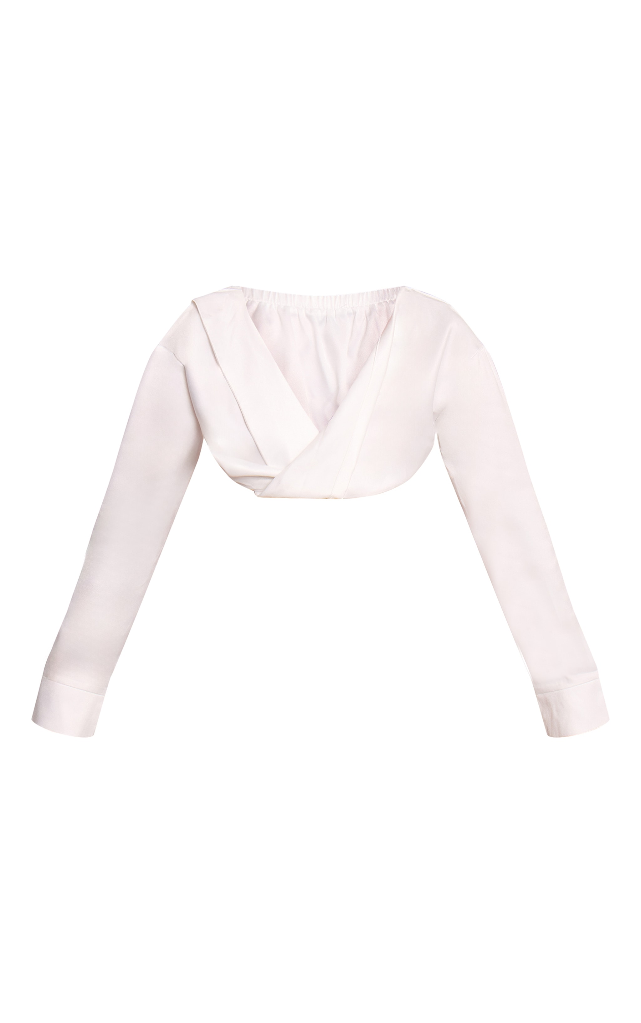 White Satin Bardot Twist Front Crop Blouse image 5